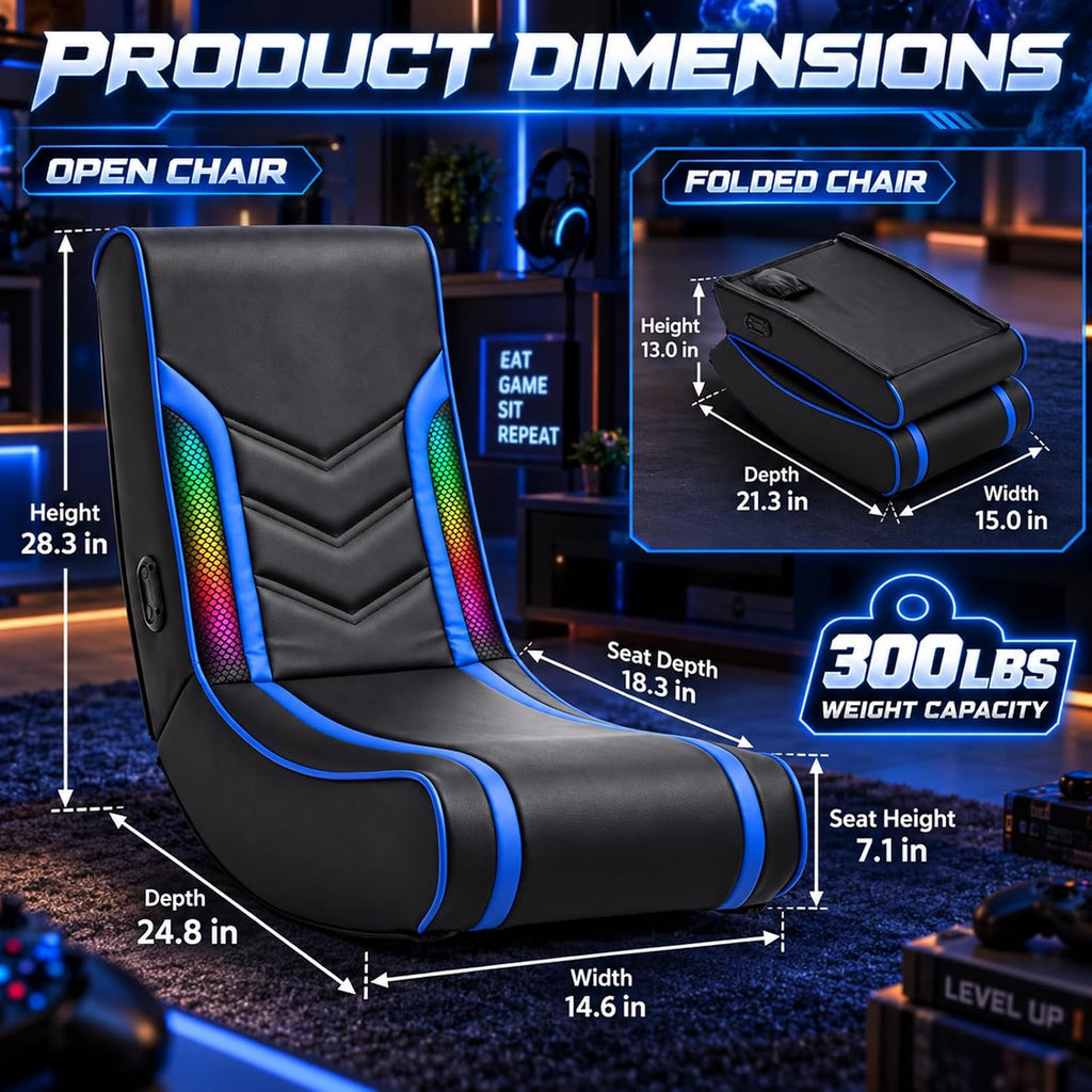 Foldable Floor Gaming Chair with LED Lights for Kids/Adults - Image 3