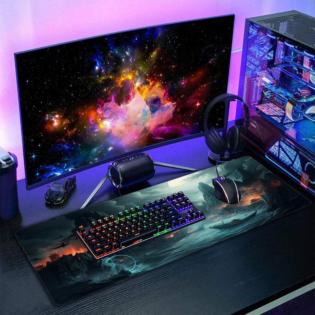 Dark Canyon Mouse Pad,XXL 35.4"x15.7" Big Gaming Mousepad,Large Extended Mouse Mat,Non-Slip Rubber Base Waterproof with Stitched Edges for Gaming Office Home - Image 7