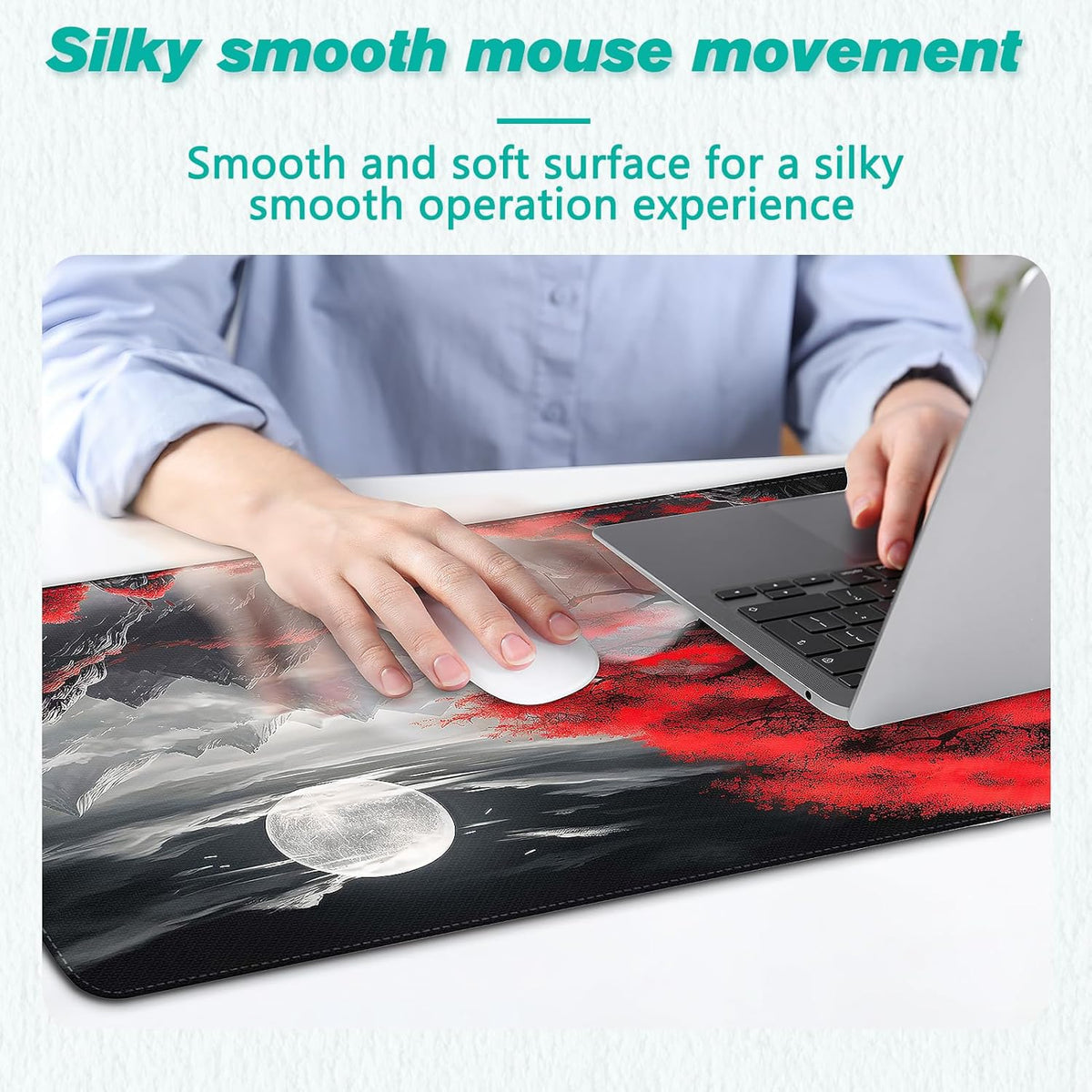 Gaming Mouse Pad - Desk Mat for Keyboard and Mouse - Anime Mousepad Desk Pad with Non-Slip Base, Japanese Large Mouse Pad for Office, Desktop Protection Decoration and Daily Use - Image 6