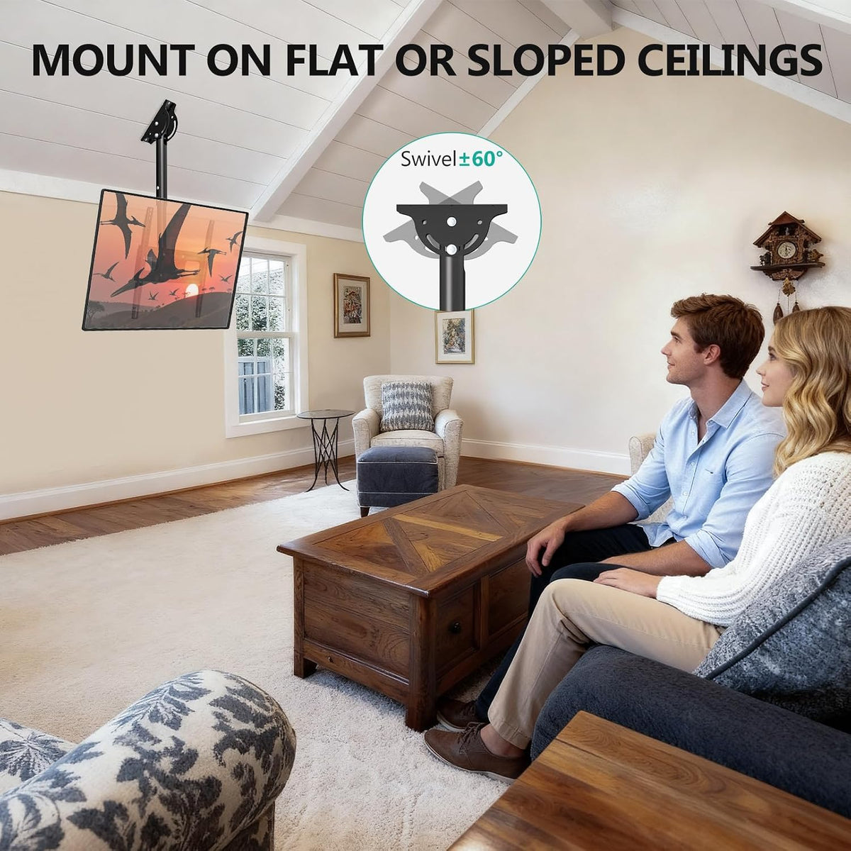 WALI Ceiling TV Mount for Most 26-65 inch LCD LED OLED 4K TVs, up to 99 lbs - Image 5