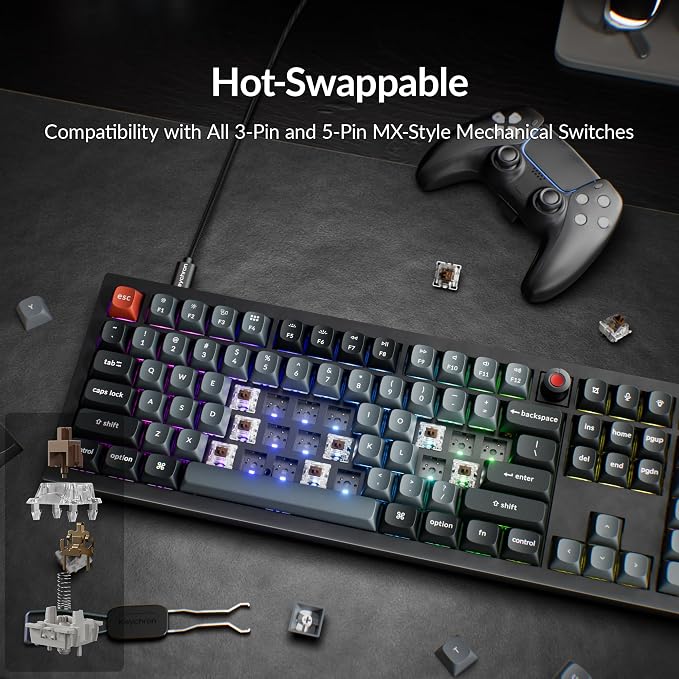 Keychron V6 8K Full Size Wired Mechanical Keyboard with Programmable Knob, 8000 Hz Polling Rate, OSA PBT Keycaps, Hot-swappable Super Brown Switchs, RGB Backlit for Mac Windows Linux - Image 7