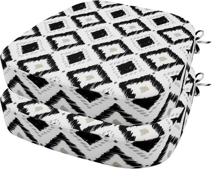 idee-home Outdoor Chair Cushions Set of 2, 17" x 17" D-Shaped | Thick Outdoor Seat Cushions Waterproof Patio Furniture with Ties Dining Pads by idee-home