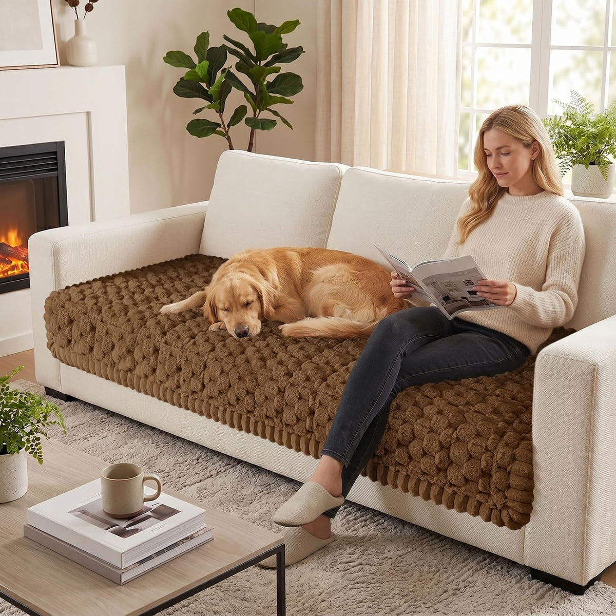 Smiry Couch Covers for Dogs, Non Slip Fuzzy Pet Sofa Protector Washable - Image 5
