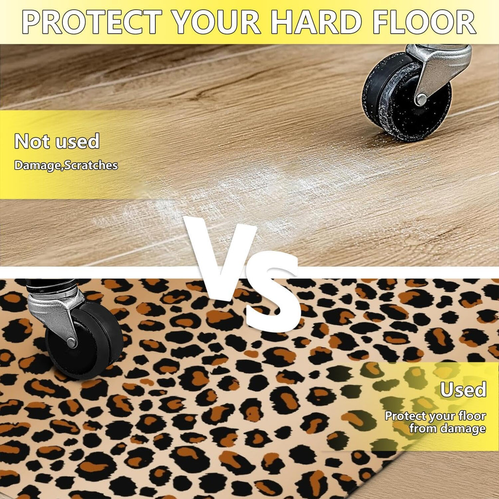 Office Chair Mat for Carpet Hardwood Tile Floor,36"x48" Computer Chair Mat for Rolling Chairs Carpet, Under Desk Non Slip Gaming Rug, Low-Pile Rubber Backing Large Protector Mat,Leopard Cheetah - Image 5