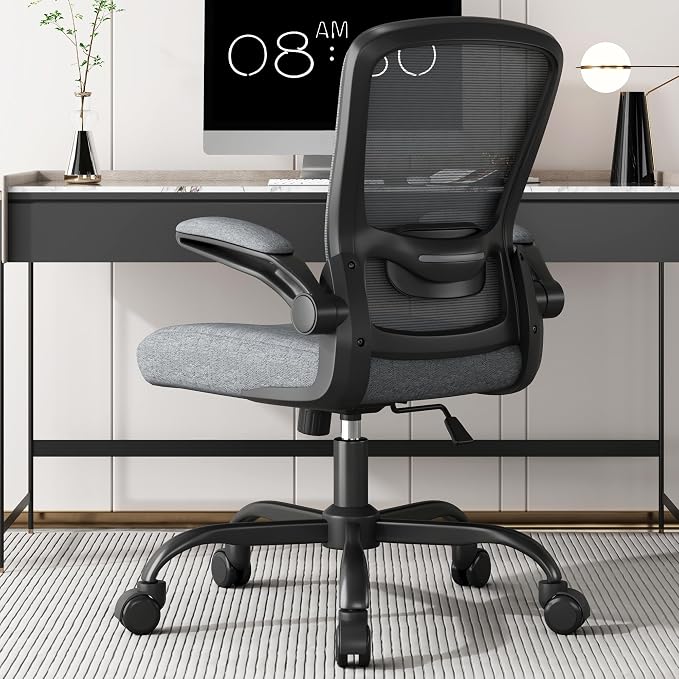 Ergonomic Office Chair w/Adjustable Lumbar, Flip Armrest, 135° Recline | Supports 300 lbs · Seat 19.48"–23.4" · Breathable mesh · 20–30 min assembly · 5-year warranty by Mimoglad