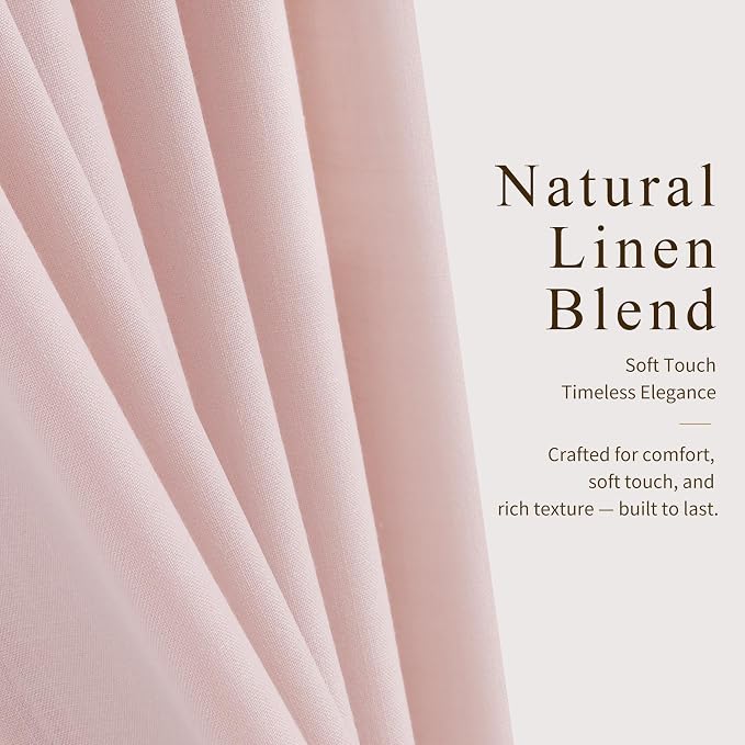 Hokibero Pink Pinch Pleated Linen Curtains 120 Inch Long for Living Room | Light Filtering Semi Sheer Curtain,Back Tab Hooks Rings,Modern Farmhouse Textured Privacy Drapes for Bedroom Window,2 Panels - Image 5
