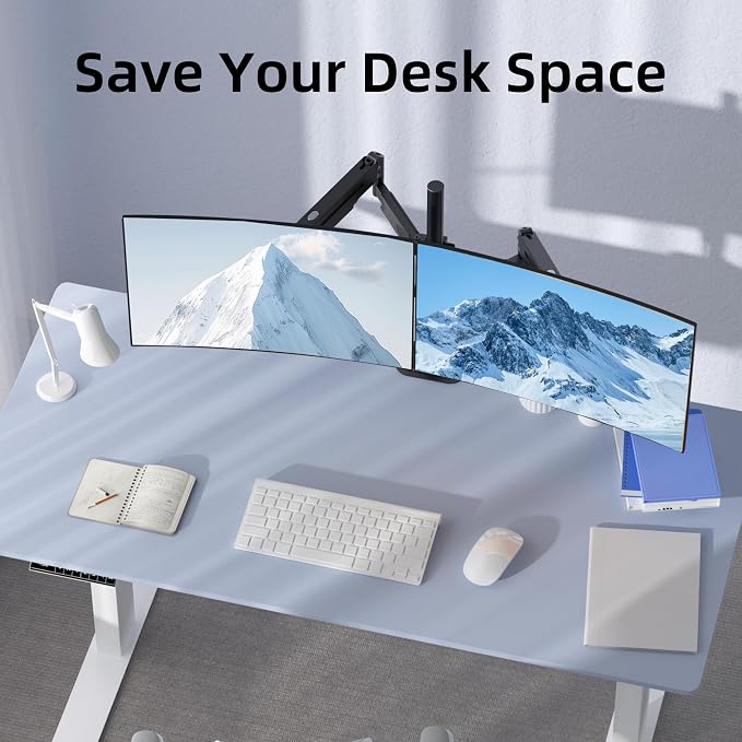 Suptek Dual Monitor Mount Stand-Height Adjustable Gas Spring Monitor Arm Desk Mount for 2 Computer Screens 17 to 32 inches - Each Arm Holds up to 22lbs (MD8822) - Image 7