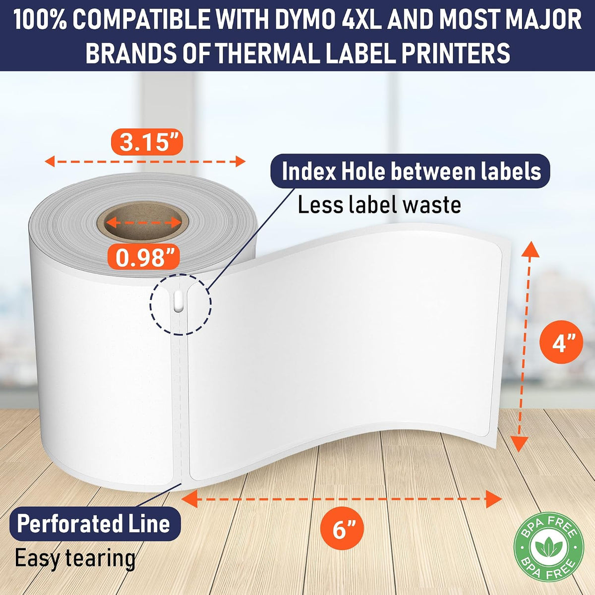 Thermal Shipping Labels Compatible with Dymo LabelWriter 4XL 1744907 4x6 Internet Postage Labels, Water Resistant, Strong Adhesive, Perforated, 220 per Roll, NOT for 5XL (4 Pack) - Image 3