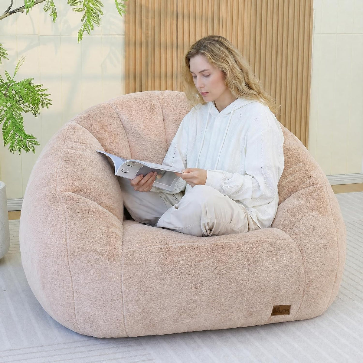 Giant Bean Bag Chair for Adults, Teens and Kids, Cozy Fluffy Corduroy Beanbag Chair with Filler, Large Floor Lounge Sofa for Living Room, Bedroom, Dorm, Gaming and Reading(XL-Brown) - Image 9
