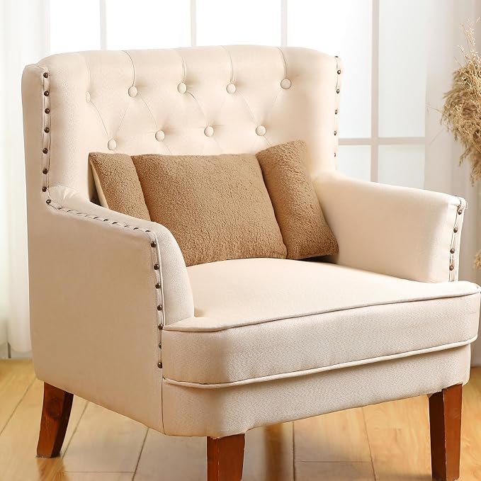 Queekay Fleece Lumbar Support Pillow 3 Section Back Pillow Office Chair for Back Support Comfortable Lumbar Cushion for Car Seat Pain Relief Sofa Rest(Light Tan) - Image 3