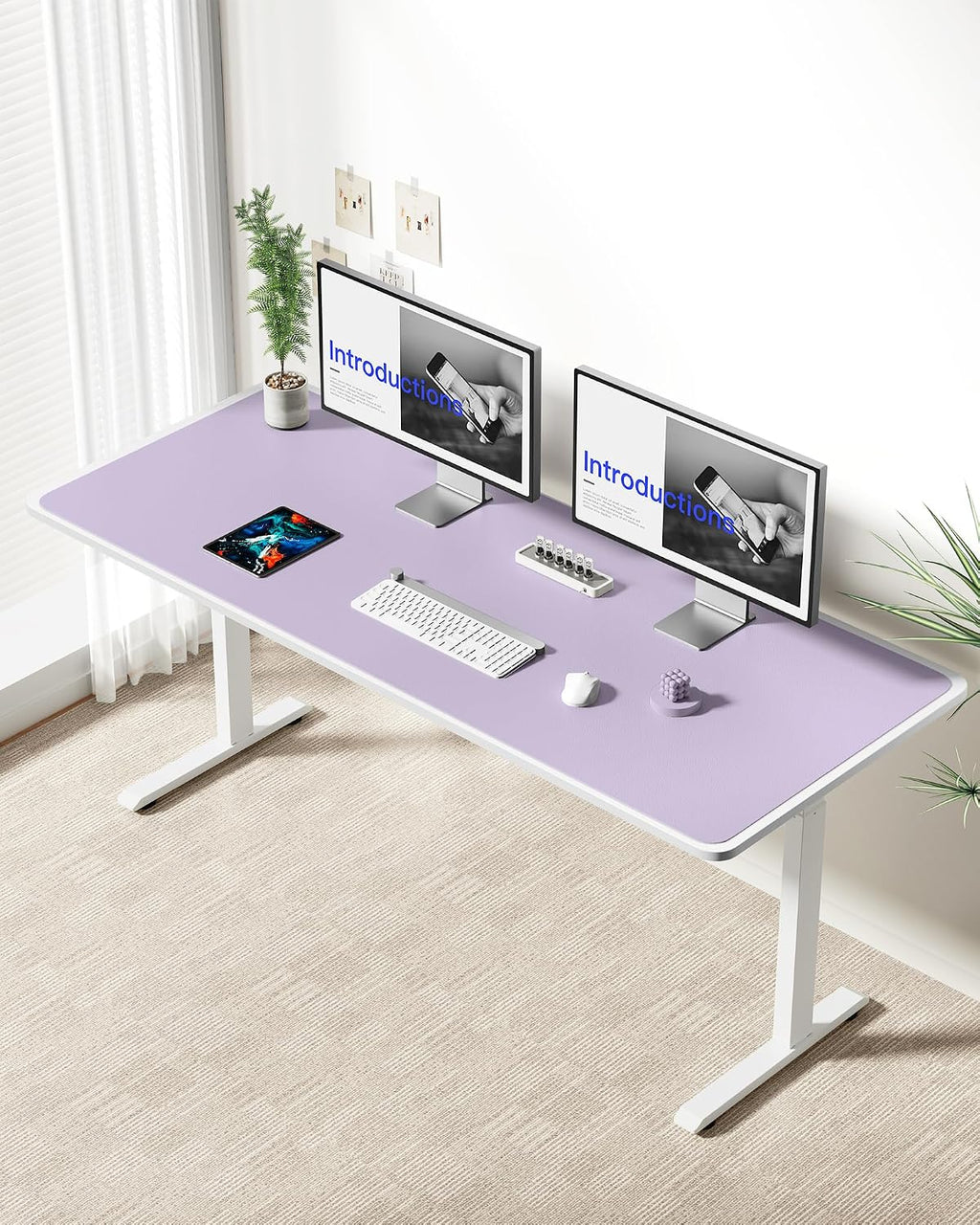 YSAGi Leather Desk Pad Protector, Office Desk Mat, Large Mouse Pad, Non-Slip PU Leather Desk Blotter, Laptop Desk Pad, Waterproof Desk Writing Pad for Office and Home (Light Purple, 55" x 24") - Image 4