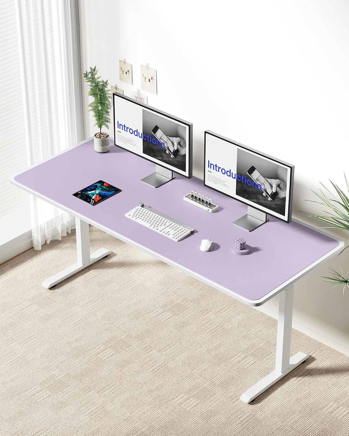 YSAGi Leather Desk Pad Protector, Office Desk Mat, Large Mouse Pad, Non-Slip PU Leather Desk Blotter, Laptop Desk Pad, Waterproof Desk Writing Pad for Office and Home (Light Purple, 55" x 24") - Image 4