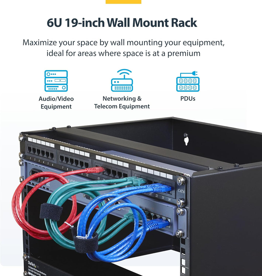 StarTech 6U 19in Wall-Mount Network Rack, 14in Deep, 44lb (WALLMOUNT6) - Image 2
