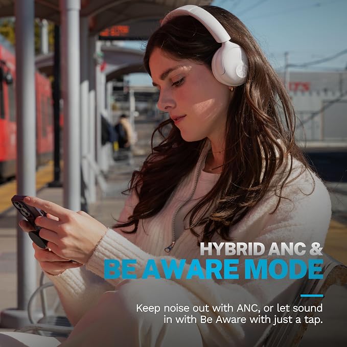 JLab, Go Lux ANC, On Ear Headphones, Active Noise Cancelling, Bluetooth MultIPoint, Cloud White - Image 4
