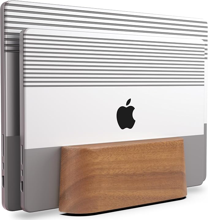 COREMINDED Adjustable Dual Vertical Laptop Stand for Desk, Wooden Laptop Holder, MacBook Pro Stand, Wood Mac Air Dock by COREMINDED