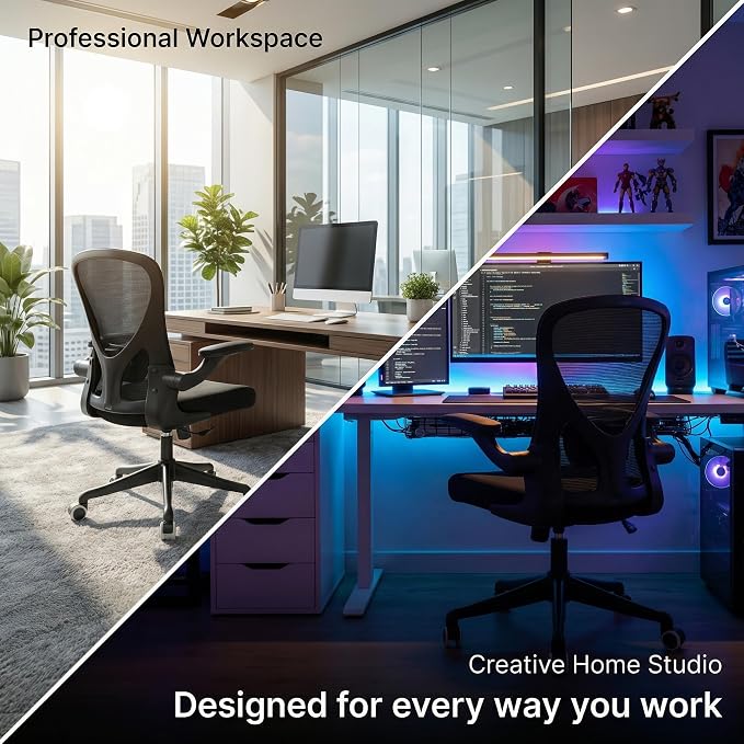 Ergonomic Office Desk Chair High Back Mesh Computer Chair Adjustable Chair | 360° Swivel Adjustable Lumbar Support & Flip-Up Armrests capacity 300 lbs capacity - Image 7