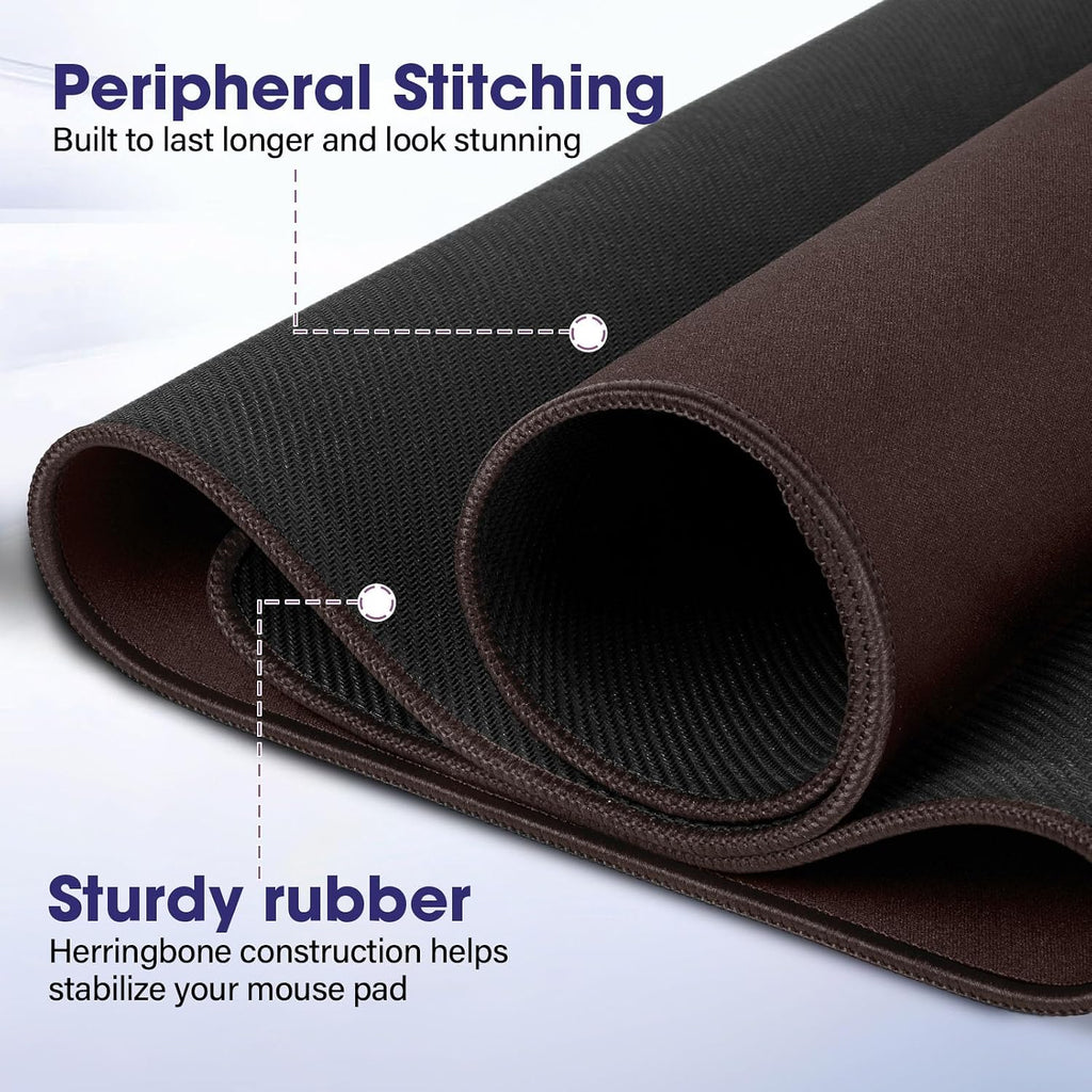 31.5" x 15.7" Waterproof Fabric Mouse Mat, Rubber Anti-Slip Base, Brown - Image 3