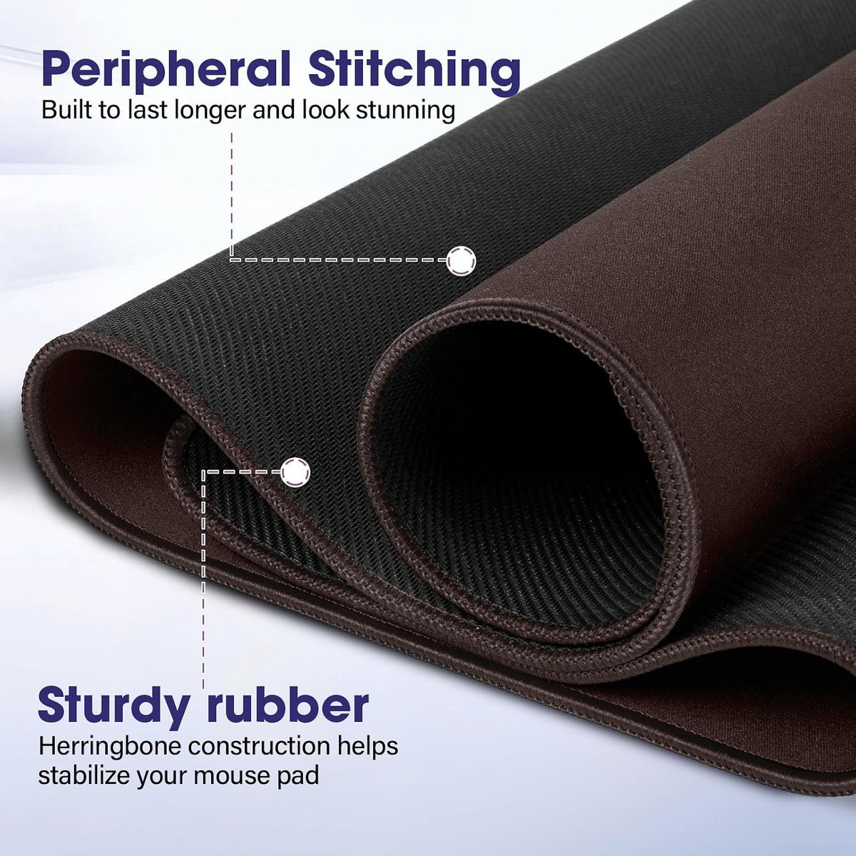 31.5" x 15.7" Waterproof Fabric Mouse Mat, Rubber Anti-Slip Base, Brown - Image 3