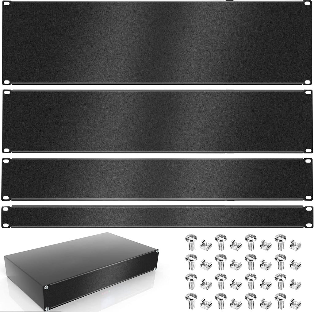 4 Pack 1U/2U/3U/4U Blank Panel 1U Blanking Panel Metal Disassembled Blank Panel Rack Mount Filler Panel for Server Rack Enclosure or Network Cabinet, Black, 4 Size by Uoeo