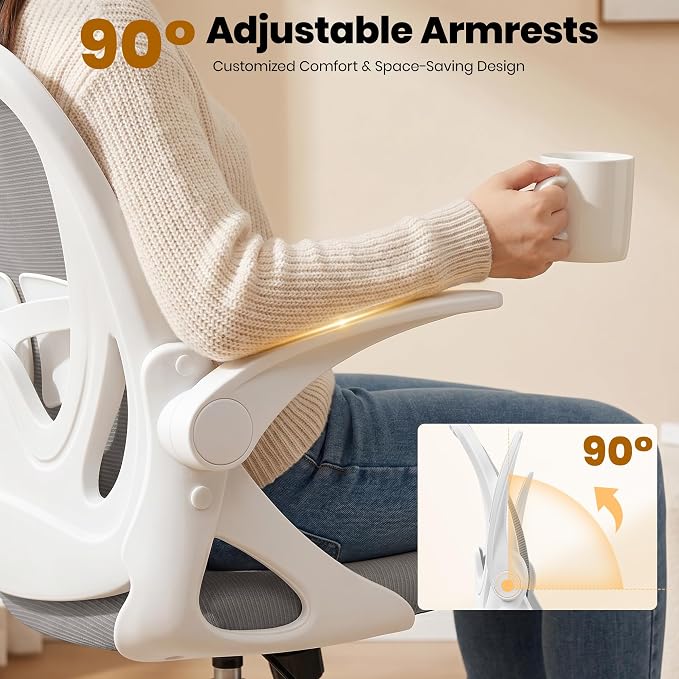 Ergonomic Drafting Chair with Flip-Up Armrests & Adjustable Footrest – Tall Office Chair for Standing Desks, Lumbar Support, Gray – Home & Office Comfort - Image 9