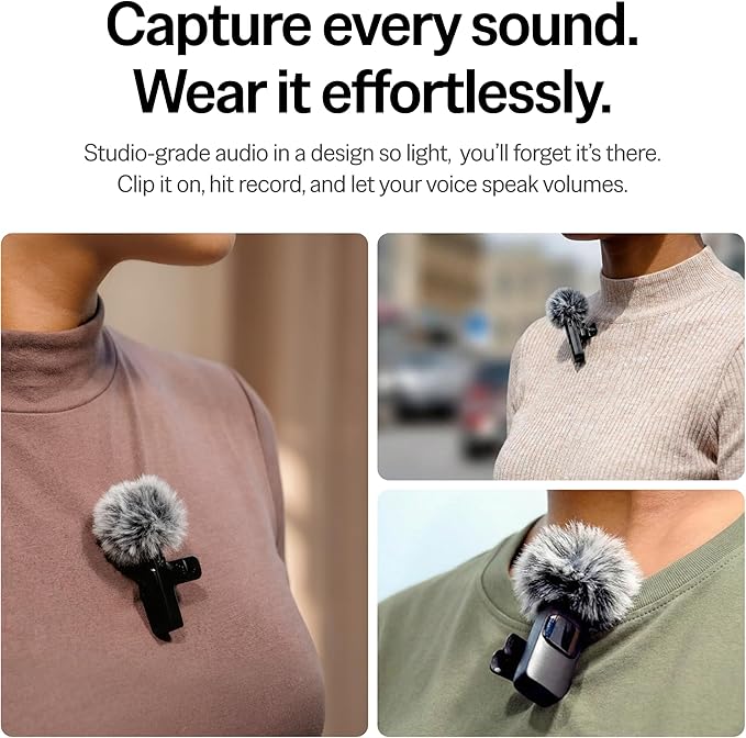 Mini Mic Pro (Latest Model – #1 Microphone for iPhone & Android, Wireless Mini Microphone, Clear Voice, Noise Cancelling, Lavalier Mic for TikTok, YouTube & Interviews (iPhone 14 & Below) - Image 2