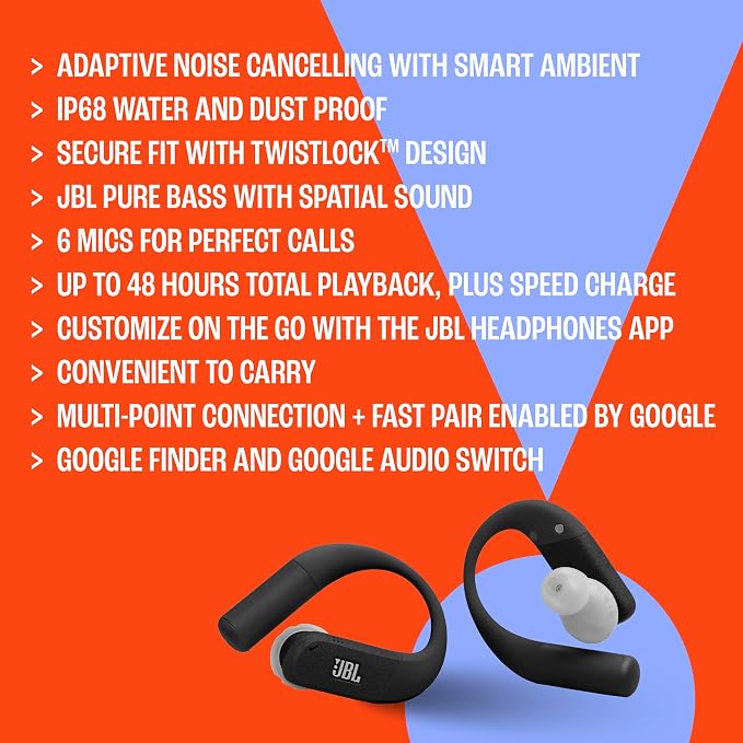 JBL Endurance Peak 4 - Cancelling Sport Earbuds - White | Adaptive Noise Cancelling with Smart Ambient, IP68 water and dust proof, Secure fit with TwistLock design - Image 7