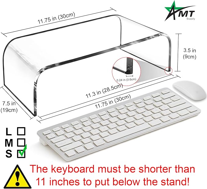 AMT Premium Acrylic Clear Monitor Riser Laptop/PC/Multimedia Monitor Stand for Home Office - Image 6