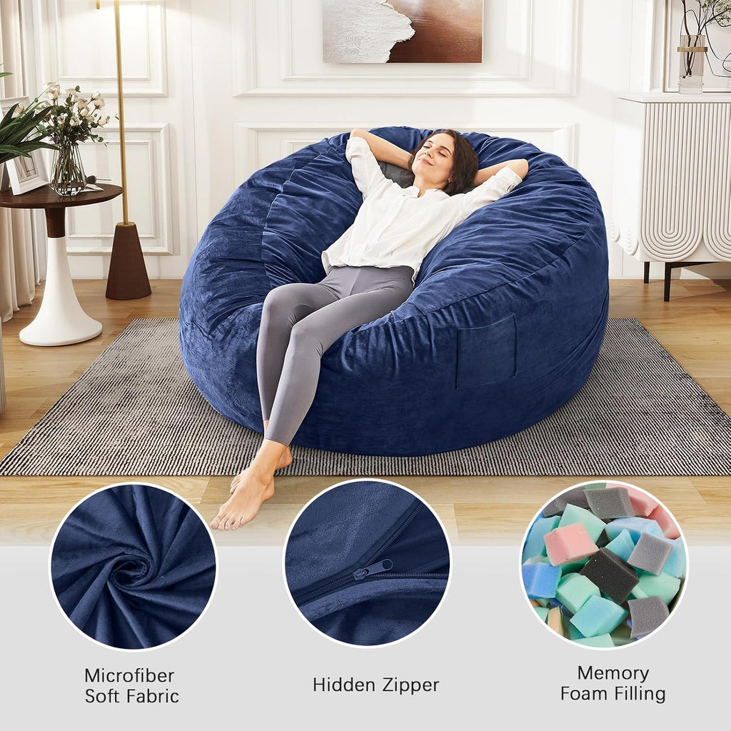 Bean Bag Chairs for Adults - Giant Bean Bag Convertible Floor Sofa - Image 5