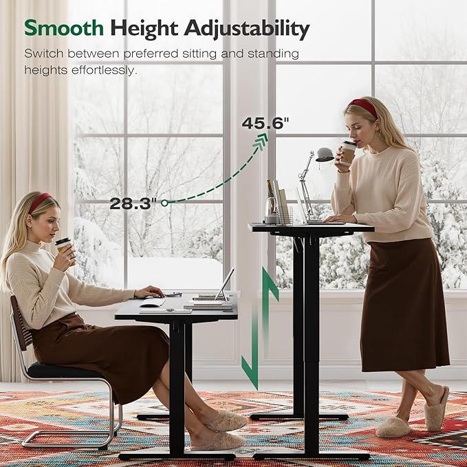 Monomi Electric Standing Desk 55"x24"Height Adjustable Sit Stand Up,Black | Ergonomic Computer Workstation Desk for Home Office with Memory Preset & Quiet Motor, Two-Piece Desktop - Image 4