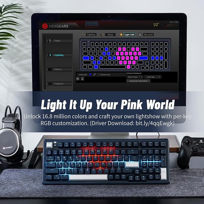 Hexgears E4Pro Wireless Creamy Mechanical Keyboard with Number Pad, Hot Swappable Custom Keyboard with Wrist Rest,Pre-lubed Tactile Switches,Gasket Structure,RGB Backlit Gaming Keyboard (Dark Blue) - Image 6