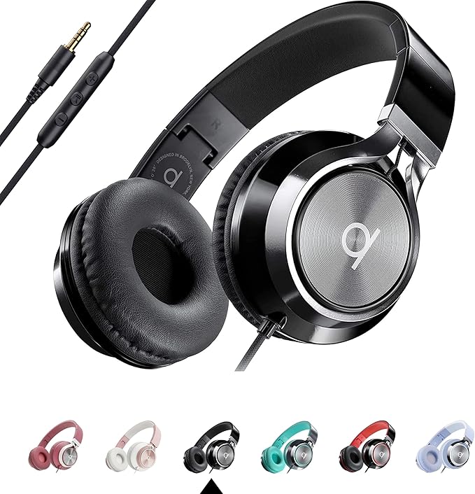 ARTIX CL750 Wired Headphones with Mic — Noise Isolating On-Ear Headphones for Computer and Laptop Wired, Plug in Corded Headphone with Wire (Foldable, Aux Jack 3.5mm) by ARTIX