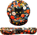 Dapesuom Keyboard Wrist Rest and Mouse Pad with Wrist Support, Cute Memory Foam Cushion for Keyboard and Mouse Set, Desktop Pad Rests with Non Slip Base for Easy Typing & Pain Relief, Cat Flower Bush by Unknown