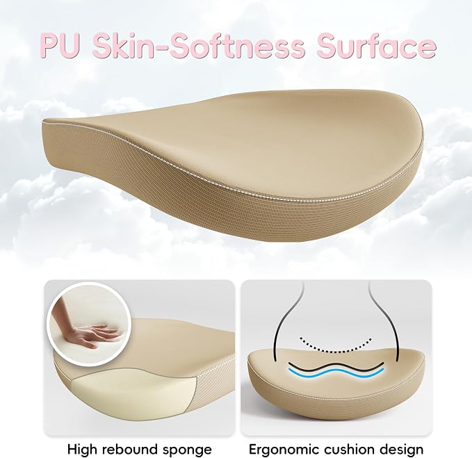 Ergonomic Office Chair:Home Office Desk Chairs with Headrest Lumbar Support | Ergalithic Ergonomic Desk Chair X-Shaped Mesh PU Leather Executive Computer Chair High Back Flip-Up Arms for Long Hour(Khaki) - Image 5