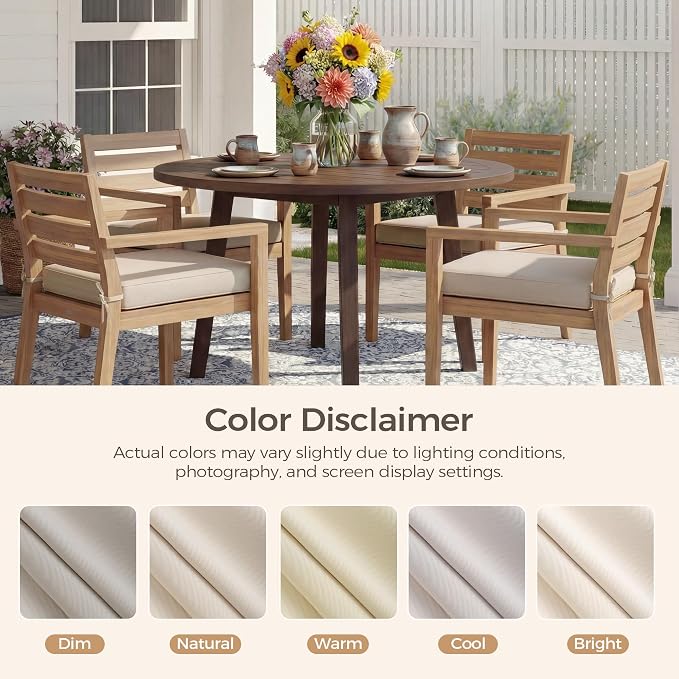 UNIKOME Outdoor Chair Cushions Set of 4, Water Resistant Patio Seat Cushions with Ties for Outdoor Furniture, High-Density Foam, UV & Fade Resistant, Piped Edge – 18.5" x 16" x 3", Beige - Image 7