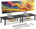 HUANUO Monitor Stand for Desk, Computer Monitor Stand Height Adjustable, Monitor Riser for 2 Monitors, Laptop Stand for Desk, 2 Pack, Black by HUANUO