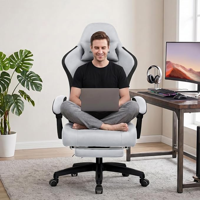 GTPLAYER Gaming Chair, Computer Office Chair with Pocket Spring Cushion, Linkage Armrests and Footrest, High Back Ergonomic Computer Chair with Lumbar Support Task Chair with Footrest - Image 2
