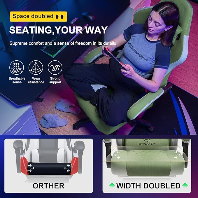 GTPLAYER Gaming Chair, Computer Office Chair with Pocket Spring Cushion, Linkage Armrests and Footrest, High Back Ergonomic Computer Chair with Lumbar Support Task Chair with Footrest - Image 4
