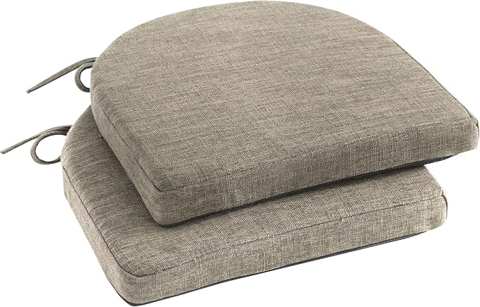 IPYNBAP Chair Cushions for Dining Chairs, Kitchen Chair Cushions, 16'' x 16'' x 2'', Non Slip Indoor Seat Cushions, Chair Pads for Dining Chairs with Ties & Removable Cover, Set of 2, Khaki by IPYNBAP