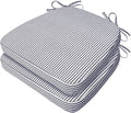 AAAAAcessories D-Shaped Chair Cushions, Featuring Ties and Removable, Machine-Washable Cover, 2'' Thick Seat Pads for Kitchen and Dining Rooms, 17'' x 16'', Set of 2, Pinstripe Dark Gray by AAAAAcessories