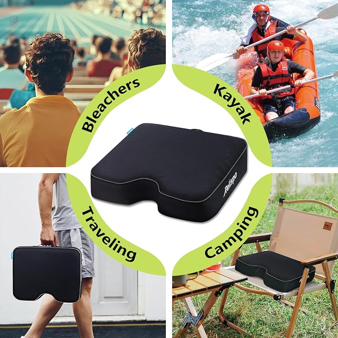 Stadium Seat Cushion for Bleachers, 2-in-1 Reversible Soft & Firm | Bleacher Cushion with Memory & High-Density Foam, Ergonomic Non-Slip Design, Portable for Indoor & Outdoor Sports, Events - Image 6