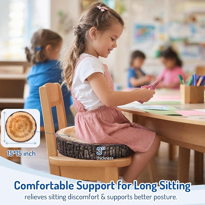 Floor Cushions For Kids 6Pack, Round Flexible Classroom Seating, 15 inch | Tree Stump Floor Pillows For Elementary, Daycare & Reading Nook, Removable Machine Washable Cover, Safe Sitting Pillow - Image 4