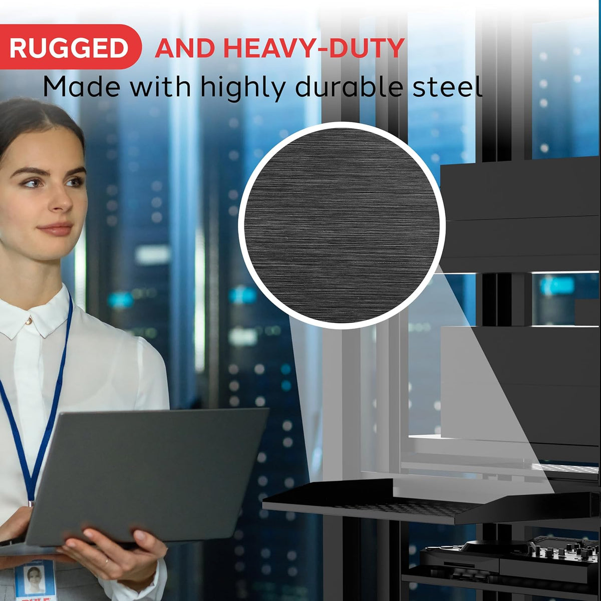 Pyle 19-Inch 1U+2U Server Rack Shelves - Universal Mounting Tray for Computer Racks & Cabinets, Wall Mount Compatible, Ventilated Design for Air Circulation, Black Computer Case,110lbs Weight Capacity - Image 5