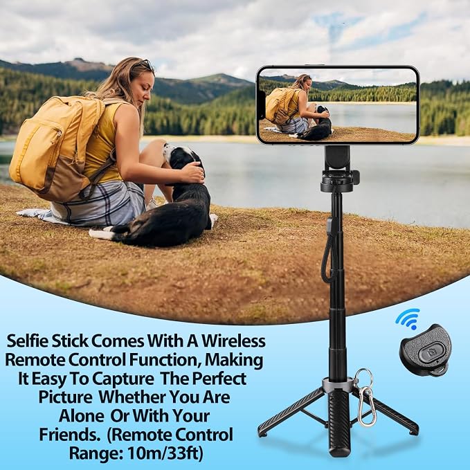 4-in-1 Multifunctional Magnetic Selfie Stick,360° Rotation Phone Tripod, Portable Extendable Mag Tripod,for Video Recording & Vlog,Portable Pocket Size for iPhone & Android（Black） - Image 5