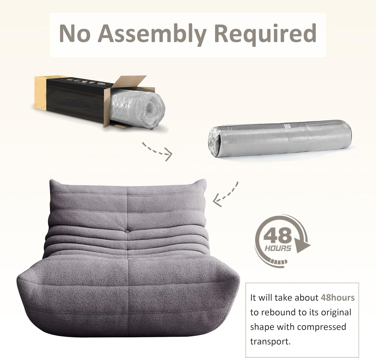 Giant Bean Bag Chair for Adults,Comfy Lazy Fireside Accent Chair with Memory Foam,Cozy Single Floor Sofa Couch Boneless Chaise Lounge for Living Room Bedroom Gaming Room(Gary,1Seater) - Image 4