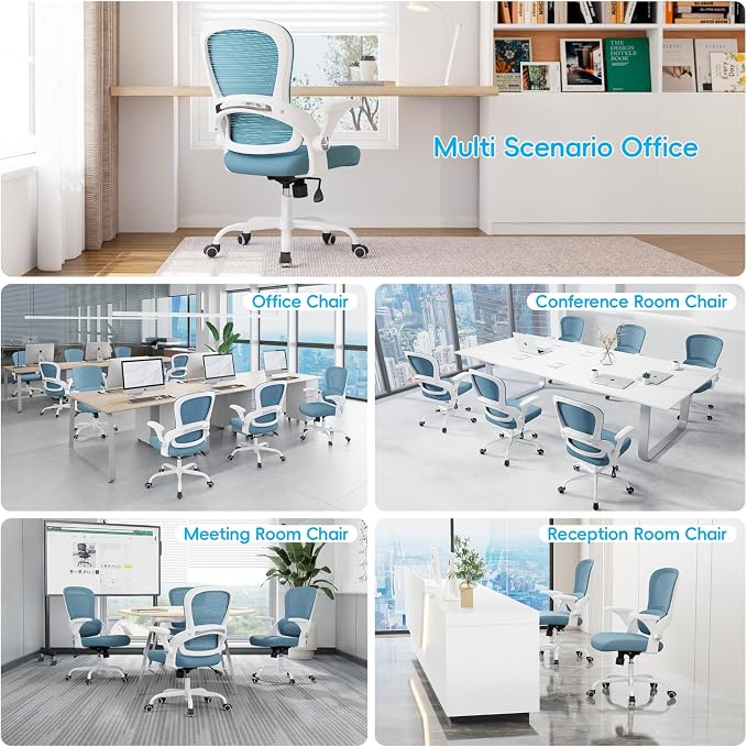 TRALT Office Chair - Ergonomic Office Chair with Back Support for Adults | Home Office Desk Chair with Lumbar Support - Ergonomic Mesh Chairs 330 lb Wide Seat for Work, Study, Office, Gaming(Blue) - Image 4