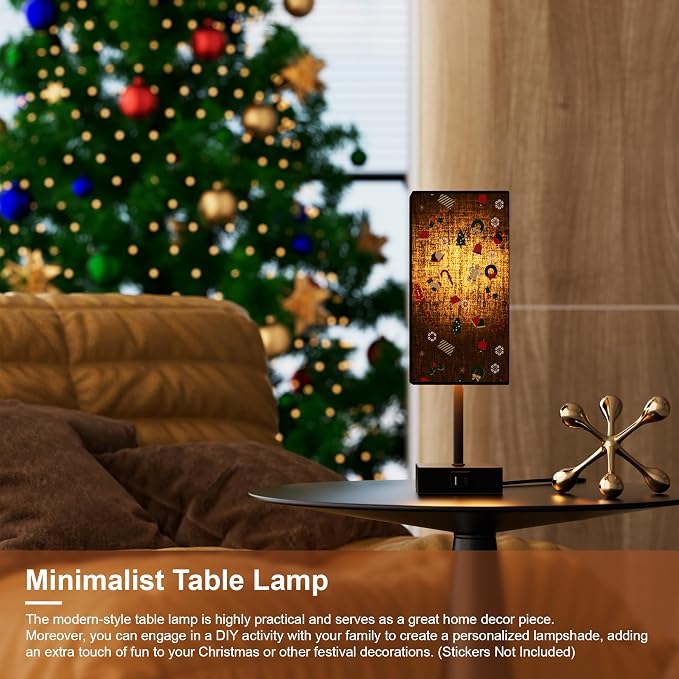 Touch Bedside Table Lamp for Bedroom, 14-Inch, Black, Set of 2 | USB A+C Ports, Touch 3-Way Dimmable LED Bulb Included Fabric Lampshade Metal Base Small Nightstand Lamp for Desk Living Room - Image 4