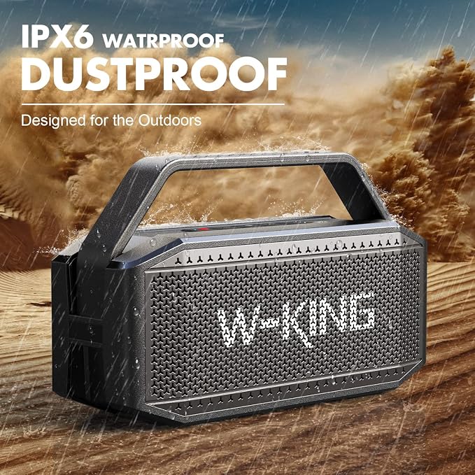 W-KING Loud Bluetooth Speaker, 100W Max IPX6 Portable Waterproof Outdoor Speakers Bluetooth Wireless 108dB Large Rugged Floating Boombox, 60W Deep Bass Subwoofer/40H/TF/AUX/Custom EQ for Party Camping - Image 3
