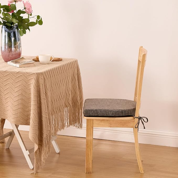 IPYNBAP Chair Cushions for Dining Chairs, Kitchen Chair Cushions, 16'' x 16'' x 2'', Non Slip Indoor Seat Cushions, Chair Pads for Dining Chairs with Ties & Removable Cover, Set of 4, Brown - Image 7
