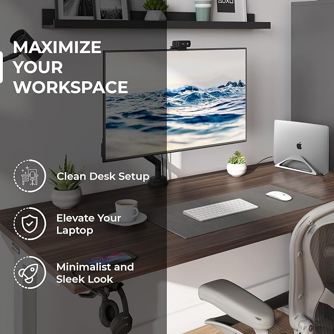 HumanCentric Vertical Laptop Stand for Desks Space Grey, MacBook Adjustable | Upright Adjustable Holder to Dock Apple MacBook Stand, and Other Laptops to Organize Work & Home Office, Automatic Grip - Image 2