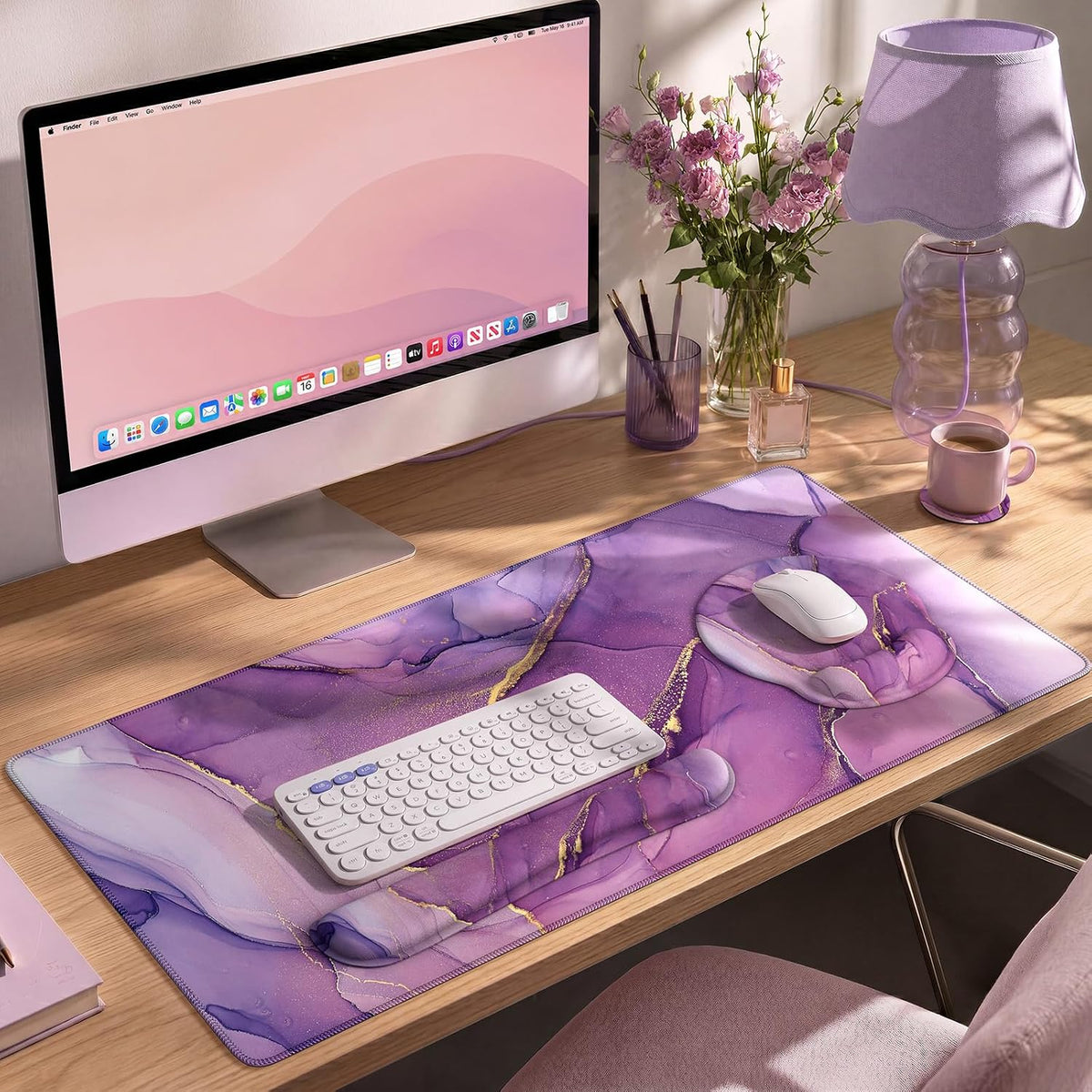 iCasso Purple Keyboard Mat 35.4"x15.7", Desk Blotter for Workspace - Image 8